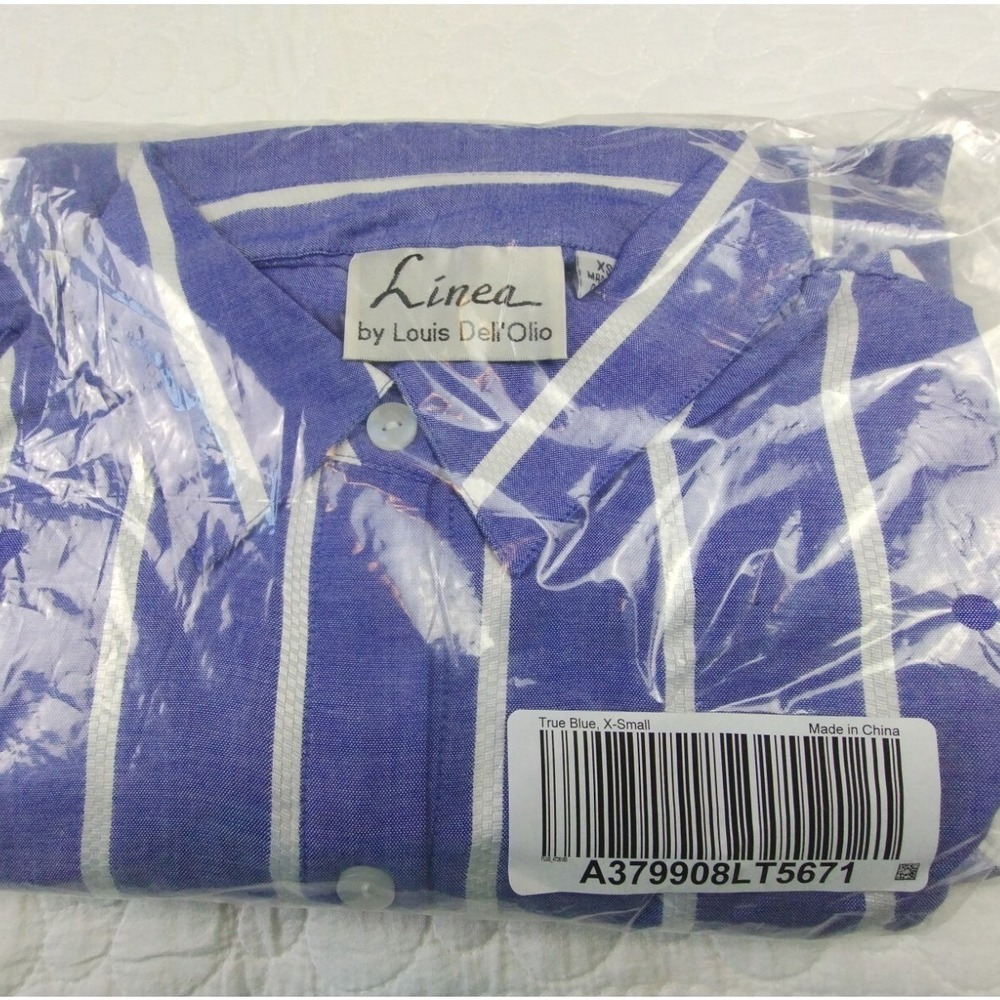 Louis Dell'Olio Top Womens XS Linea Button Up True Blue Striped Shirt NWT - Picture 6 of 6